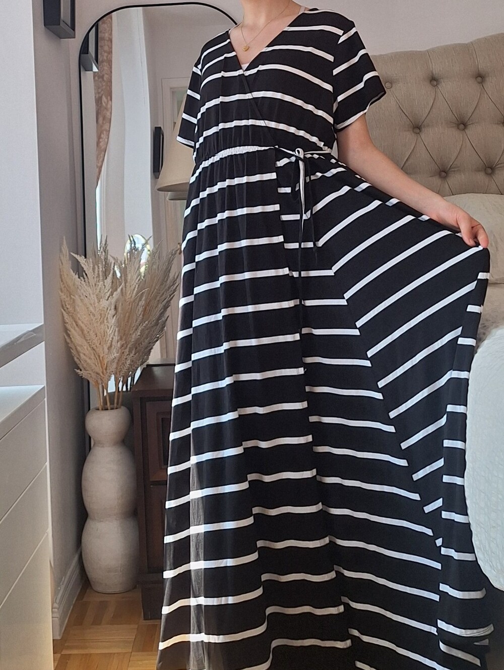 torrid Black and White Striped Maxi Wrap Dress